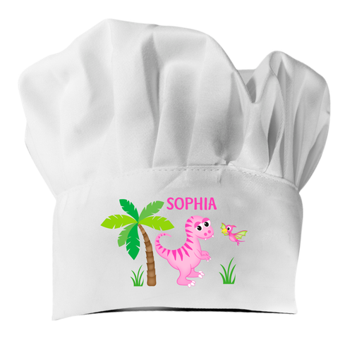 Personalised Dinosaur Chef Hat, Apron, Hat & Apron Child's Kid's Cooking Craft - Picture 4 of 9