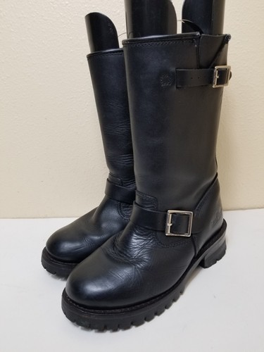Unisex Cactus Black Leather Motorcycle Biker Platform Boots Size Men 6.5  Wom 8 | eBay