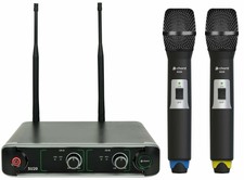 Compact Dual Uhf Handheld Microphone Mic Receiver Wireless Set Dj Pa Yellow+blue