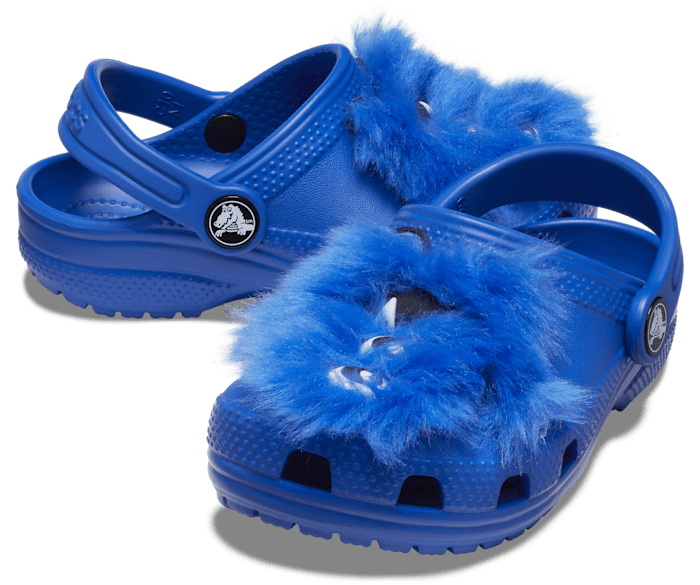 NEW! CROCS CLASSIC I AM MONSTER Kids Classic Blue Fuzzy Clog Shoes