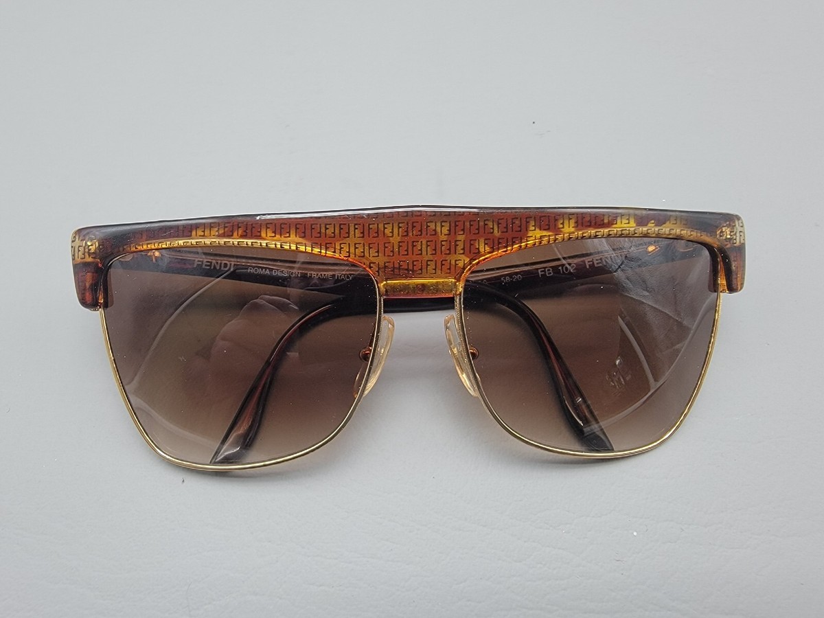 Fendi Women's Sunglasses Roma Italy Gold Brown FB 102 | eBay