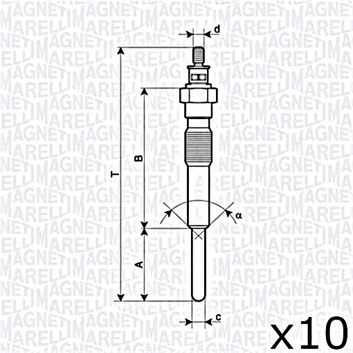 MAGNETI MARELLI Glow Plug X10 Pcs For TOYOTA Land Cruiser 19850-58010