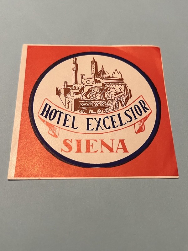 Hotel Excelsior Siena: Extremely Rare Luxury Hotel Vintage Travel Label 