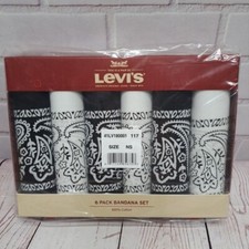 Levi's 6 Pack 100 Cotton Bandana Set  Black/White, New In Box