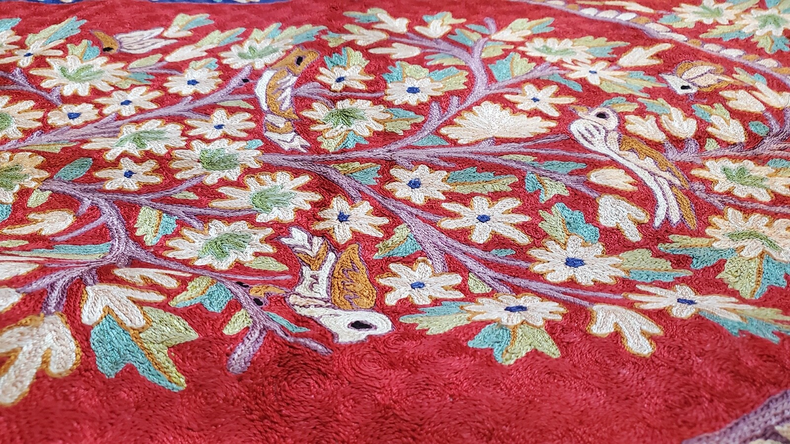 NEW SILK 2'x3' Chainstitch 100% Crewel Embroidered Area Rug Kashmir ...