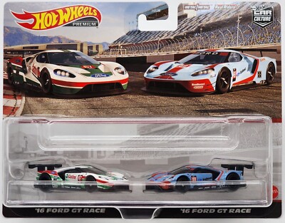 HOT WHEELS CAR CULTURE 2-PACK 2016 FORD GT RACE CARS X 2 #67 & #69 REAL RIDERS!