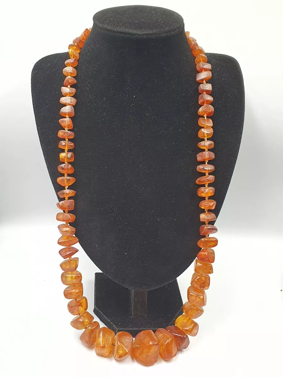 VINTAGE CHUNKY AMBER BEAD NECKLACE 100g