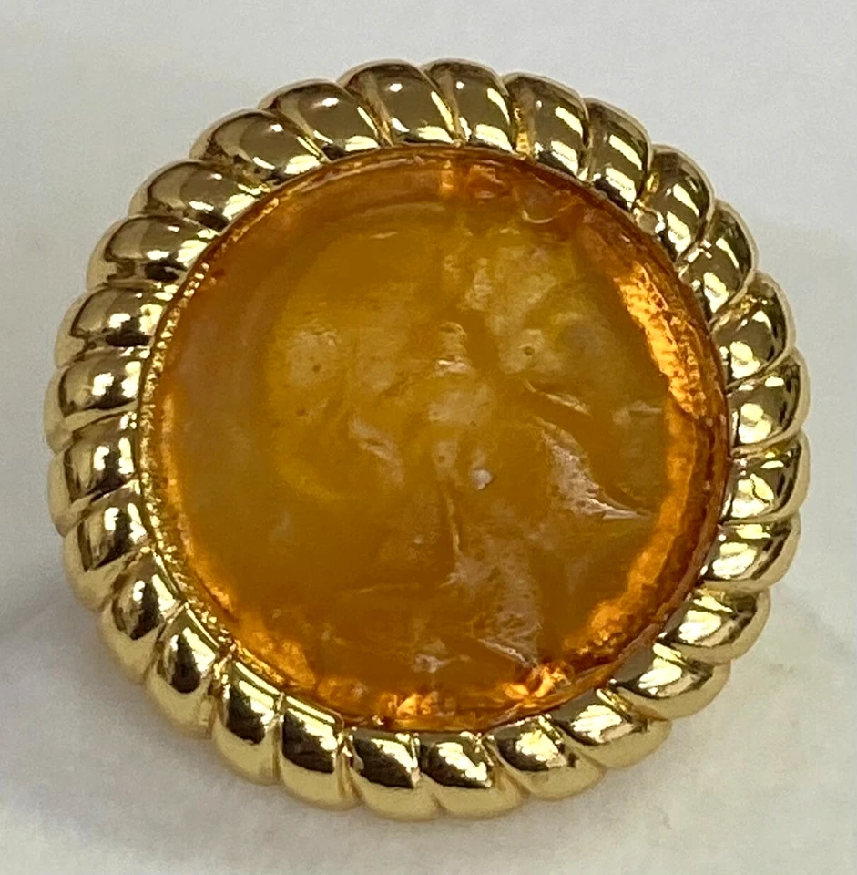 Anillo HSN Bellezza Bronce Mito Griego Murano Ámbar Vidrio Talla 5 Foto 2 de 4