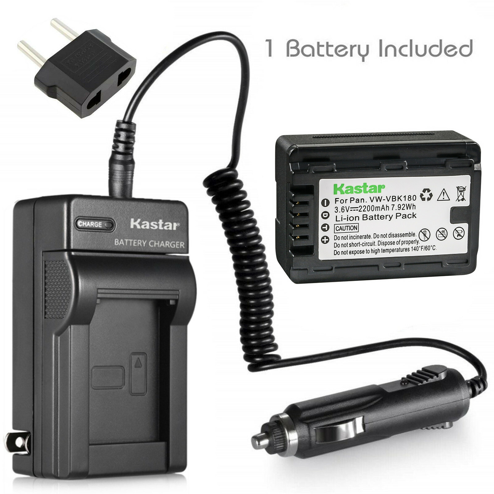 Kastar Battery AC Travel Charger for Panasonic VWVBK180 & SDRS50N SDR