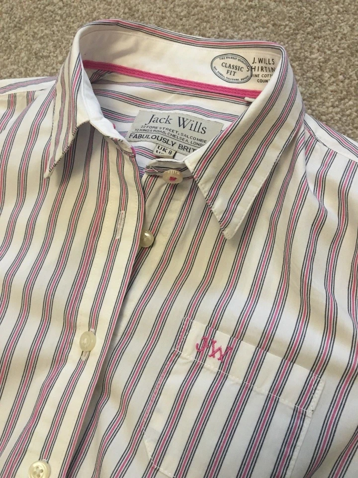 GORGEOUS WOMENS JACK WILLS MULTI STRIPE BLOUSE SHIRT UK 8  - Image 4 of 4