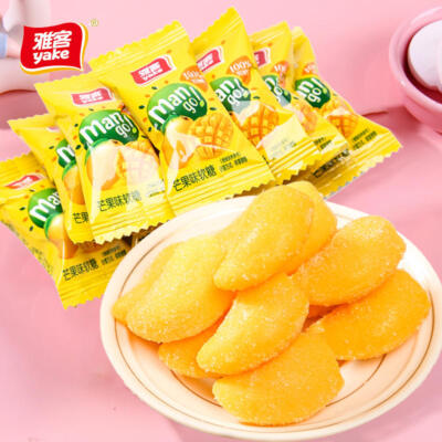 お菓子☆まとめ売り！！！６９３ 雅客芒果糖水果汁软糖qq橡皮糖500g 结婚庆喜糖果小零食散装Yake