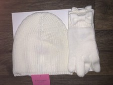 Kate Spade Cable Knit Beanie  Glove Gift Box Set Cream NWT