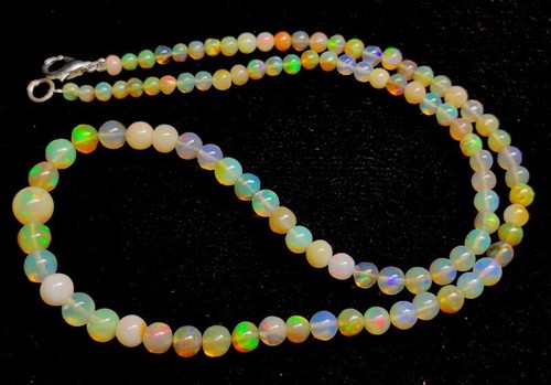Collana di perle opale etiope naturale 47 ct perle opale multi fuoco perline 17 pollici - Foto 5 di 8