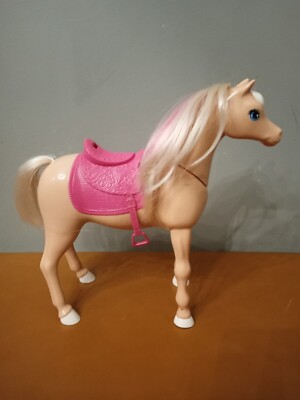Barbie 2015 MUSICAL DANCE FUN SOUNDS Plastic Brown Pink Horse 11'' WORKS! (B15)