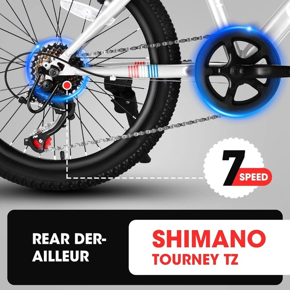 20" Kids Mountain Bike Teenager Children Bicycles 7 Speed U Brake for Ages 8-12 - Image 4 of 4