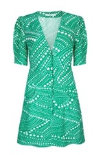 Rixo Laura Green Psychedelic Spot Dress Size Small