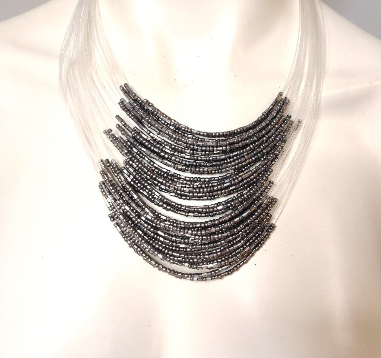 VINTAGE MULTI LAYERED STATION STATEMENT NECKLACE … - image 2