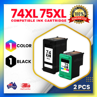 2x Ink Cartridge For HP 74XL 75XL C4380 C4385 C4480 C4580 Black + Tri ...