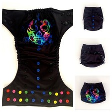 One Size Neon Skull Cover Cloth Diaper