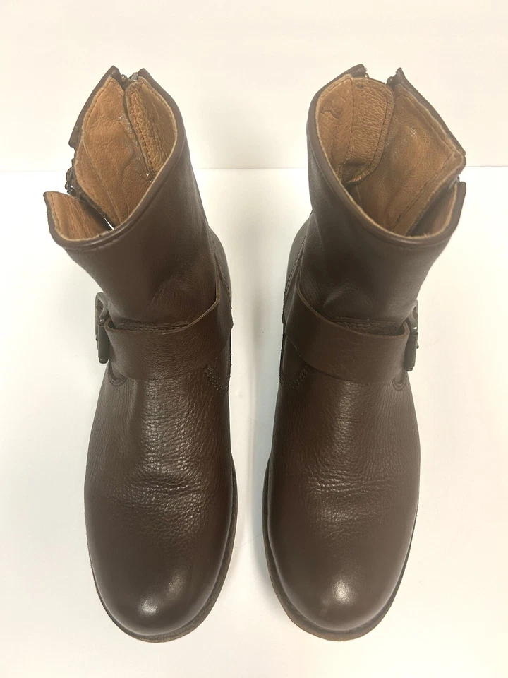 Frye Ankle Boots Women 5.5 Brown Leather Tyler Engineer Moto Zip Up Buckle Biker - Image 4 of 4