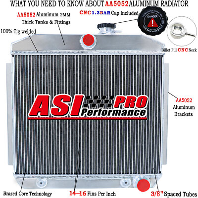 ASI 3 Row Aluminum Radiator fits Chevy Bel Air/Nomad/Del Ray 1955-1957 V8 Engine