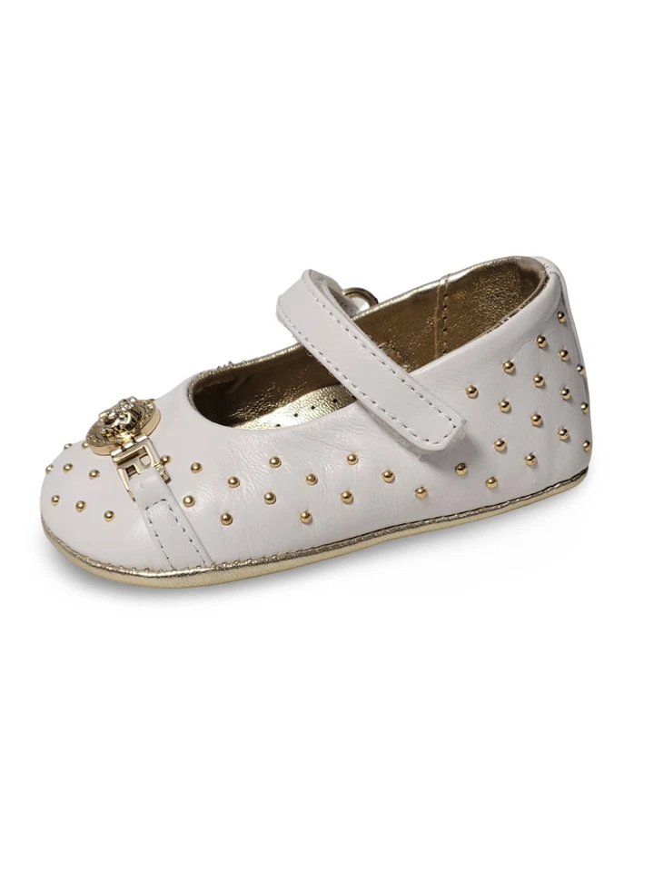 Nuevo en caja Nuevo Versace Bebé Niña Cuero Blanco Medusa Zapatos Tachonados Talla 17 EE. UU. 2 Foto 3 de 4