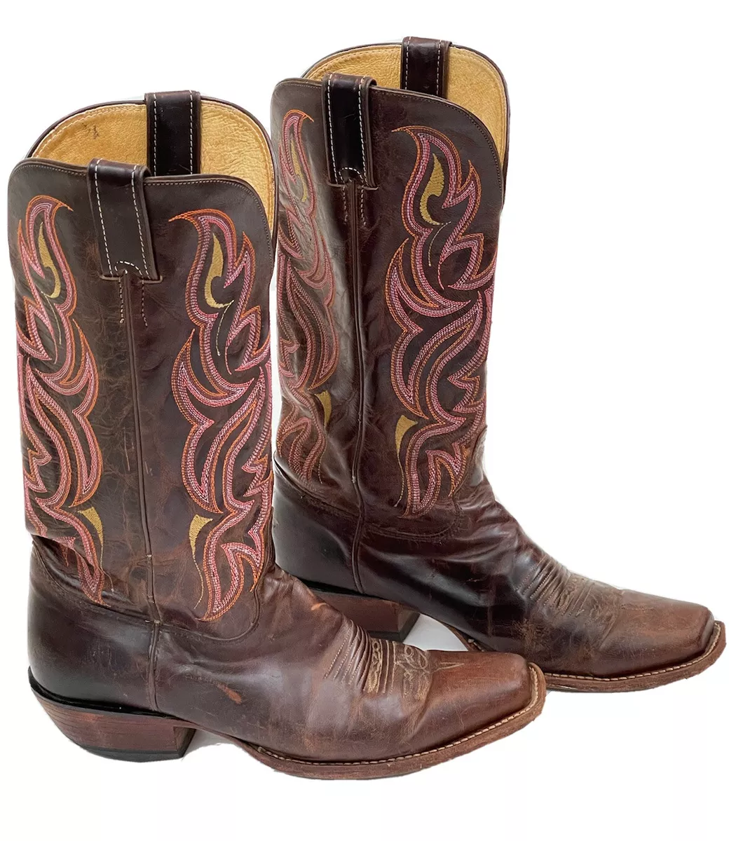 JUSTIN PUNCHY BROWN LEATHER SQUARE TOE 13