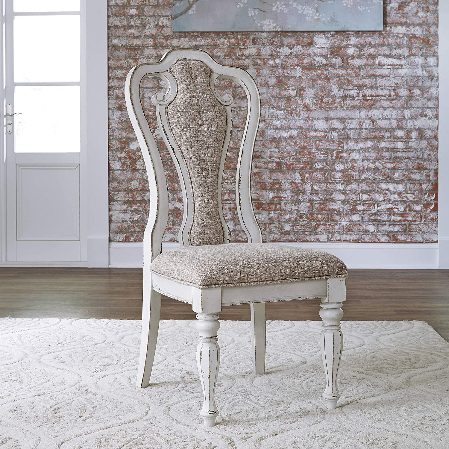 Magnolia Manor Splat Back Upholstered Side Chair (RTA) (Set of 2), White