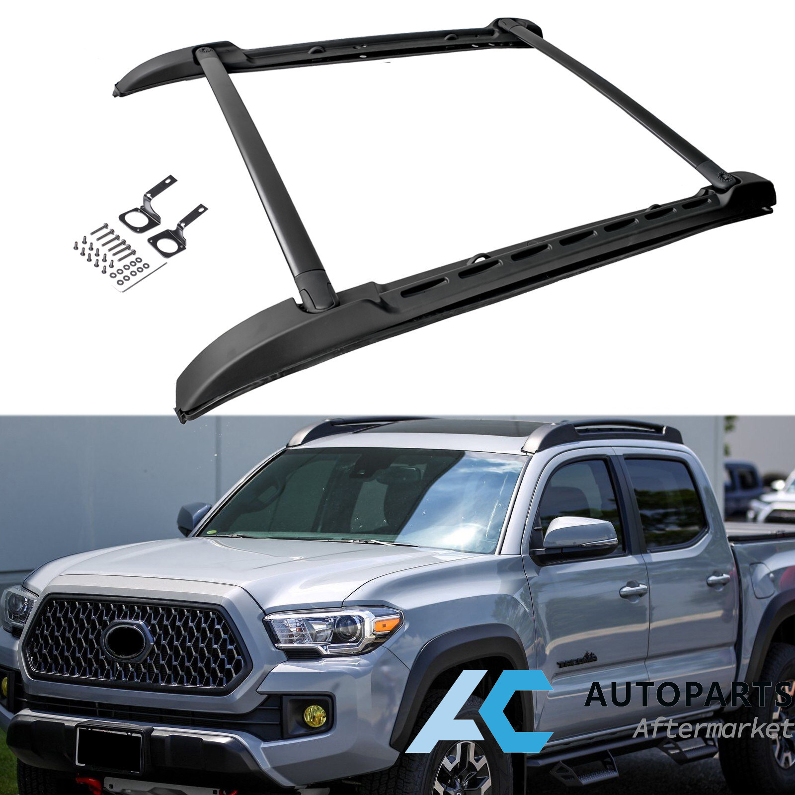 For 2005-2023 Toyota Tacoma Double Cab Top Roof Rack Cross Bars Side Rails Set