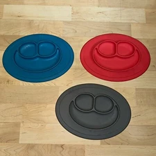 3-EZPZ Baby Placemat Food Bowl/Plate DIVIDED Silicone Suction BLUE RED GRAY
