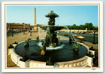 Paris France Fountain La Place De La Concorde Continental 4X6 Postcard