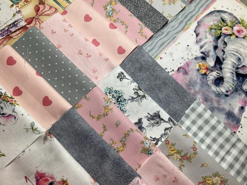 Piccoli cari 5". KIT TRAPUNTA PRETAGLIATA - tonnellate di ROSA e Grigio - Immagine 3 di 4