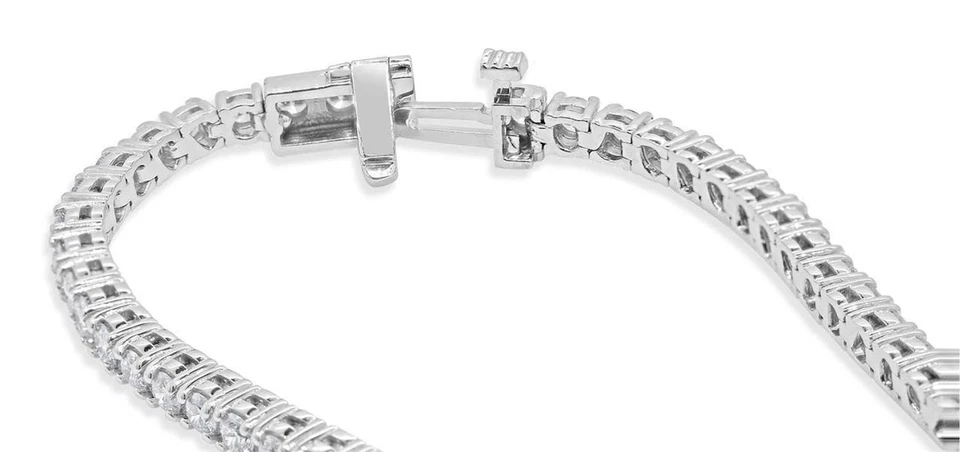Hermoso brazalete de tenis para mujer I1 G 4,02 quilates diamante genuino oro blanco 14K Foto 3 de 4