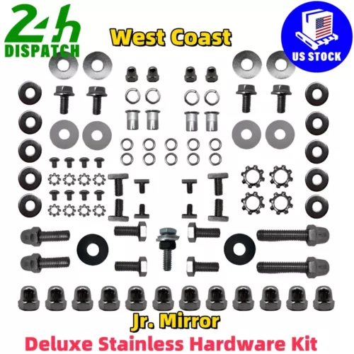 67-72 For Ford F100 F250 F350 West Coast Jr.Mirror Deluxe Stainless Hardware Kit