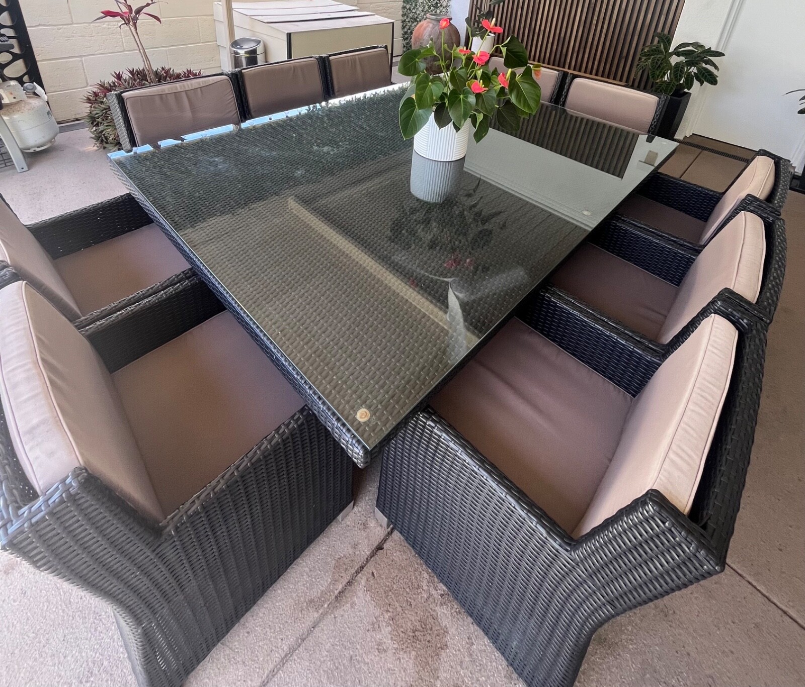 11 Piece Charcoal Grey Rattan Dining Set eBay