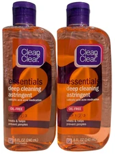 2 Clean & Clear Essentials Deep Cleaning Astringent Oil-Free 8 oz Old Formula
