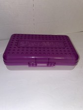 Vintage Spacemaker Pencil Box 90  s Purple  Clear Plastic Storage Case