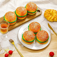 6 Pcs Artificial Hamburgers Realistic Fake Food Bread Model Photography Prop for