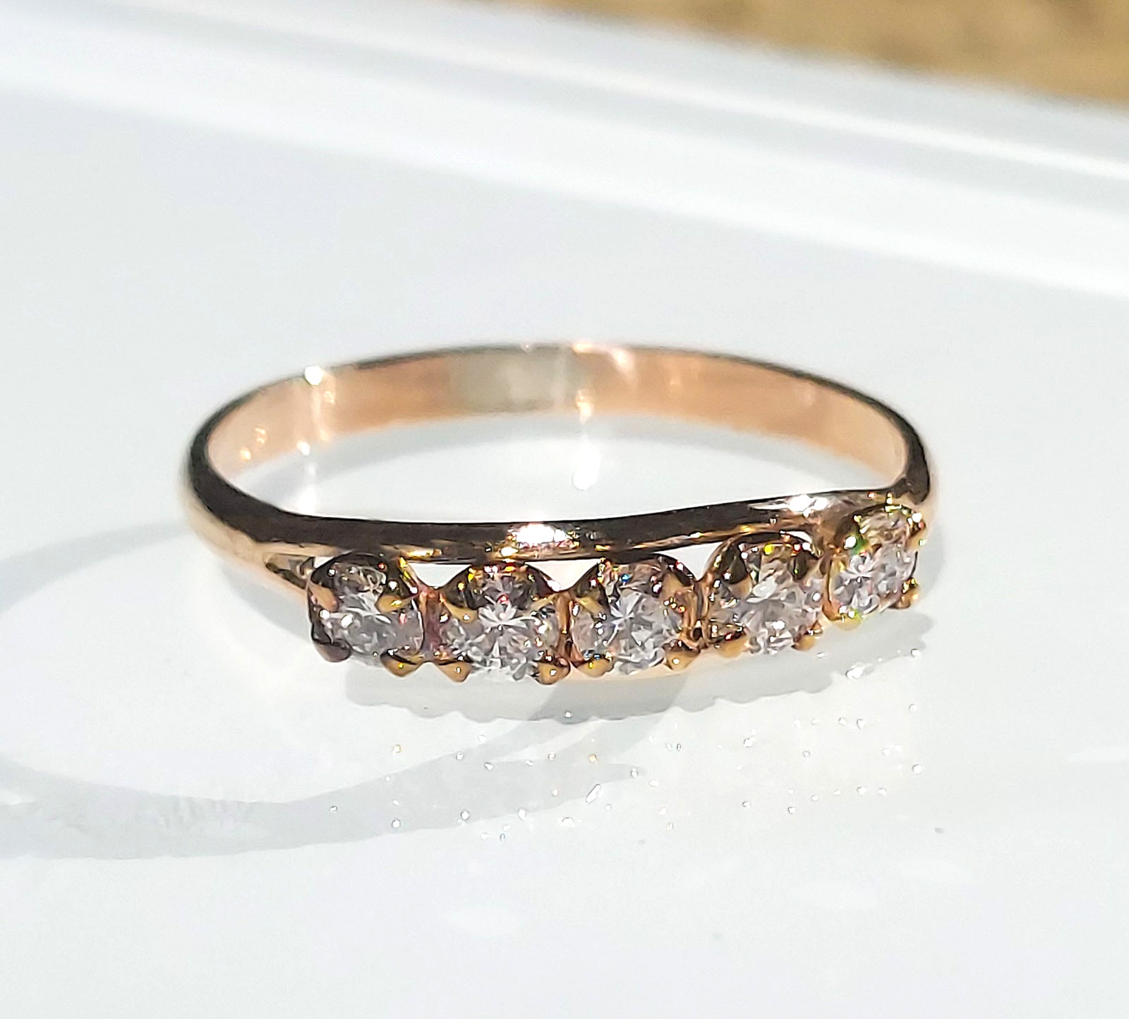 Estate Ring ,10k Solid Gold , Eternity Ring Size … - image 2