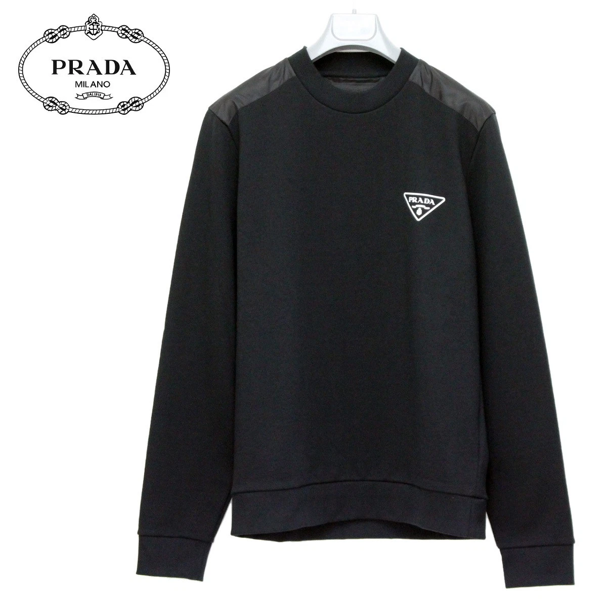 2 Felpa Prada UJL21A 10UF nera con logo taglia XL