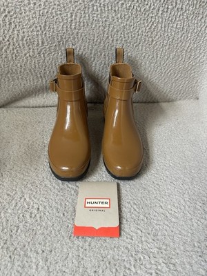 Hunter Original Refined Gloss Chelsea Boots Women s Size 7 Brown WFS1032RGL