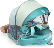 Mambobaby Baby Pool Float with Canopy  Tile, Non-Inflatable Baby Swim Float In