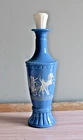 Vintage 1960 Jim Beam Greek Chariots Blue Milk Glass Liquor Decanter Bottle 12"H