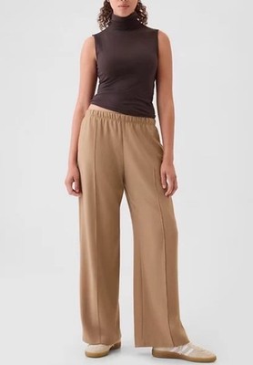 Gap Seamed Wide Leg Pull On Pants Size Medium Light Brown Brushed Twill