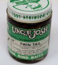 Vintage Uncle Josh Bait Co. Twin Tail No. U2 Pork Rind 7 Baits Brown Color