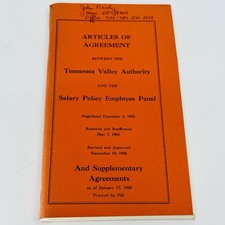 TVA Articles of Agreement Salary Policy Employee Panel Booklet Tennessee VTG