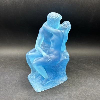 THE KISS Iridescent Blue Resin 7'' Statue 570g Figur Liebhaber Romantische Skulptur