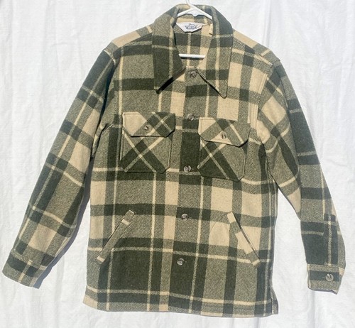 Vintage 70s Woolrich Green Plaid Shirts / Jacket USA Made 80% wool Excellent