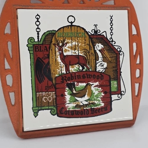 Vintage Apco Japan Trivet Robinswood Cotswold Beer Advertisement Cast Iron Decor image 2