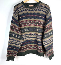 VTG 90s Woolrich Fair Isle Sweater M Wool Grandpa Cottage Rugged Outdoor USA